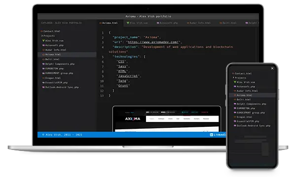 Screenshot of Alex Vish website