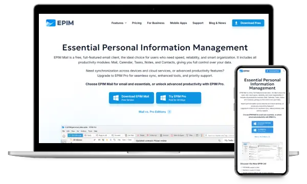 Screenshot of EPIM website