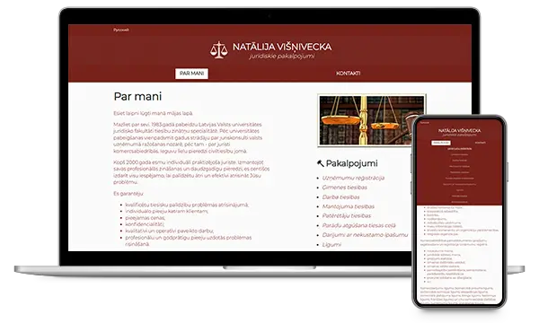 Screenshot of Legal Services website