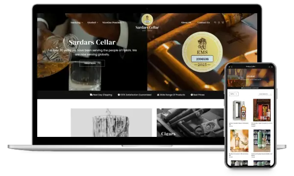 Screenshot of Sardars Cellar website