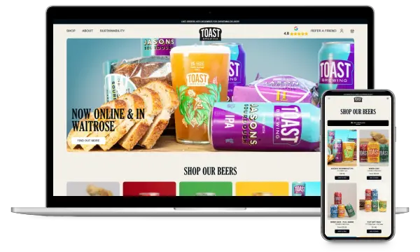 Screenshot of Toast Brewing website
